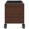 vidaXL Jardinera con ruedas y 3 maceteros rat&aacute;n PE marr&oacute;n 107x32x38 cm