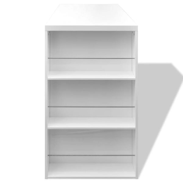 vidaXL Mesa alta de cocina con estantes para botellas blanca brillante