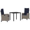 vidaXL Conjunto de Comedor de Jard&iacute;n 3 uds. Gris rat&aacute;n sint&eacute;tico