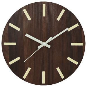vidaXL Reloj de pared con escalas y agujas luminosas marr&oacute;n &Oslash;30 cm