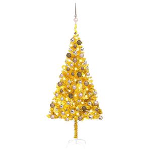 vidaXL &Aacute;rbol de Navidad preiluminado con luces y bolas dorado 180 cm