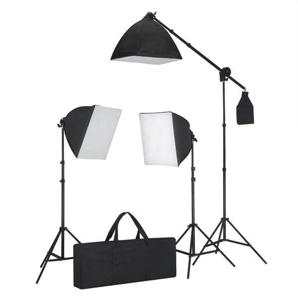 vidaXL Kit de estudio fotogr&aacute;fico con luces softbox fondo y reflector