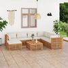 vidaXL Muebles de jard&iacute;n 8 pzas con cojines crema madera maciza teca