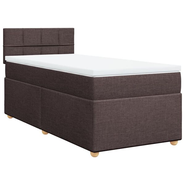vidaXL Cama box spring con colch&oacute;n tela marr&oacute;n oscuro 80x200 cm