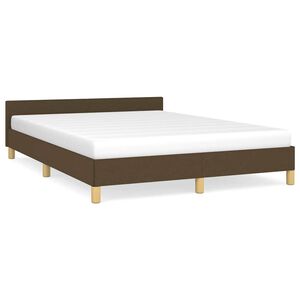 vidaXL Cama sin colch&oacute;n tela marr&oacute;n oscuro 140x190 cm