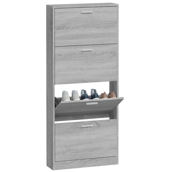vidaXL Mueble zapatero madera contrachapada gris Sonoma 59x17x150 cm