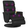 vidaXL Sill&oacute;n reclinable masaje con reposapi&eacute;s cuero sint&eacute;tico negro