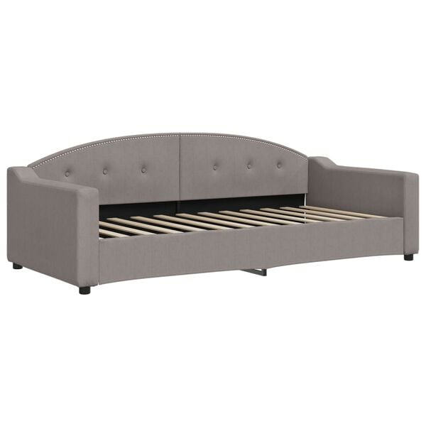vidaXL Sof&aacute; cama sin colch&oacute;n tela taupe 90x200 cm