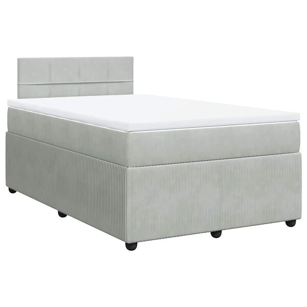 vidaXL Cama box spring con colch&oacute;n terciopelo gris claro 120x200 cm