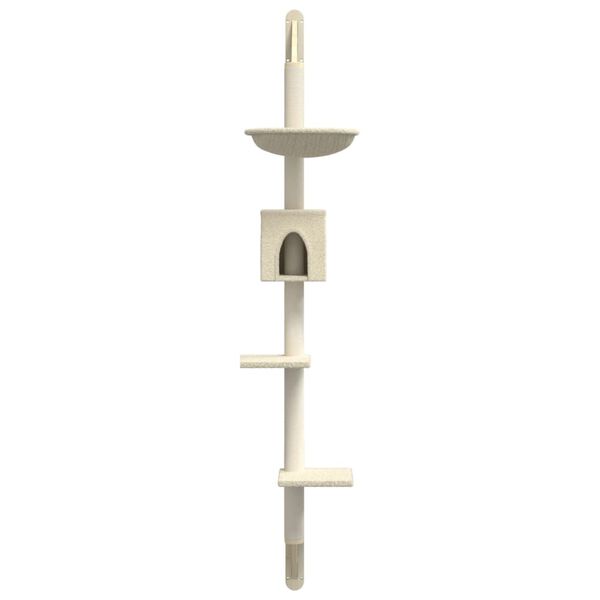 vidaXL &Aacute;rbol rascador para gatos de pared crema 187 cm