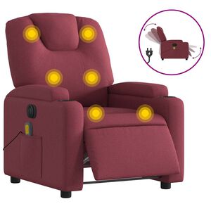 vidaXL Sill&oacute;n de masaje reclinable el&eacute;ctrico tela rojo tinto