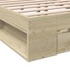 vidaXL Cama con cajones madera ingenier&iacute;a roble Sonoma 200x200 cm