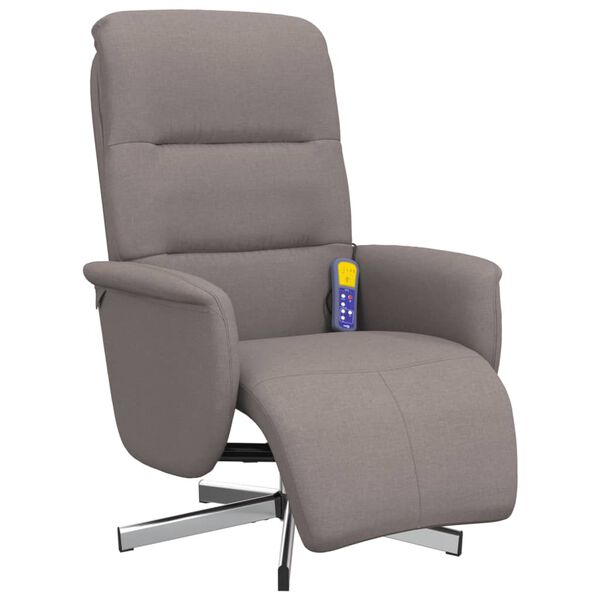 vidaXL Sill&oacute;n reclinable de masaje con reposapi&eacute;s tela gris taupe