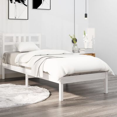 vidaXL Estructura de cama individual madera maciza blanca 90x190 cm