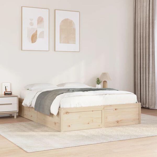 vidaXL Estructura de cama sin colch&oacute;n madera maciza de pino 140x190 cm