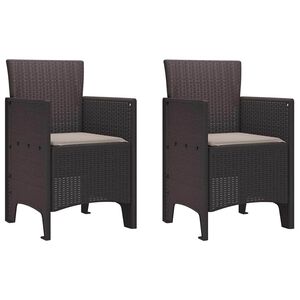 vidaXL Silla de Jardín 2 pcs Marrón 53 x 49 x 85 cm PP
