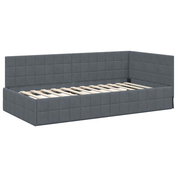 vidaXL Estructura de cama en esquina Gris oscuro 90 x 190 cm