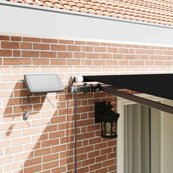 vidaXL Toldo Retr&aacute;ctil con tira de luces LED Negro 400 x 350 cm tela