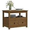 vidaXL Mesa de centro de madera maciza de pino marrón miel 71x49x55 cm