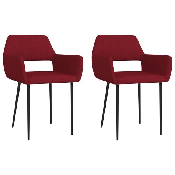 vidaXL Sillas de comedor 2 unidades tela color vino tinto