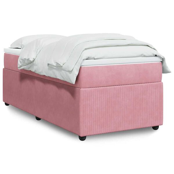 vidaXL Cama box spring con colch&oacute;n terciopelo rosa 100x200 cm