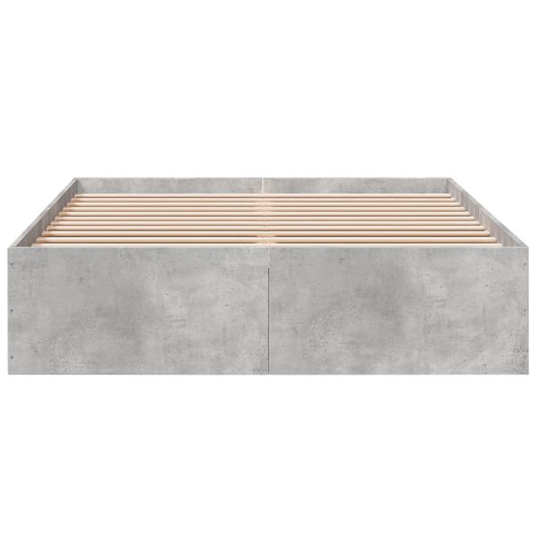 vidaXL Estructura de cama madera de ingenier&iacute;a gris hormig&oacute;n 135x190cm