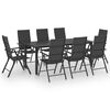 vidaXL Juego de comedor para jard&iacute;n 9 piezas negro