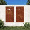 vidaXL Adorno pared jard&iacute;n 2 uds acero corten dise&ntilde;o flores 105x55 cm