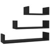 vidaXL Estantes de pared 3 piezas madera contrachapada negro