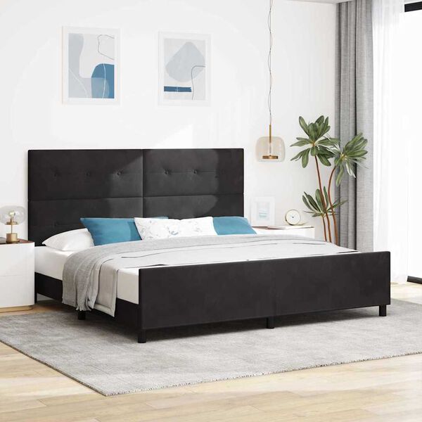 vidaXL Cama tipo Box Spring con cabecera Negro 200 x 200 cm Terciopelo