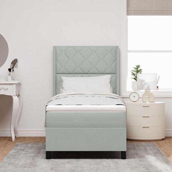 vidaXL Cama tipo Box Spring con LED Gris Claro 90 x 190 cm Terciopelo