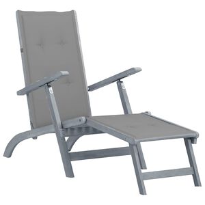 vidaXL Tumbona de jard&iacute;n con reposapi&eacute;s y coj&iacute;n madera maciza acacia
