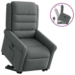 vidaXL Sill&oacute;n reclinable elevable de tela gris oscuro