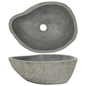 vidaXL Lavabo ovalado piedra de r&iacute;o (37-46)x(29-36) cm