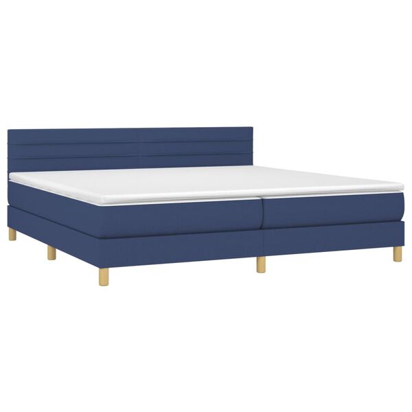vidaXL Cama box spring con colch&oacute;n y LED tela azul 200x200 cm
