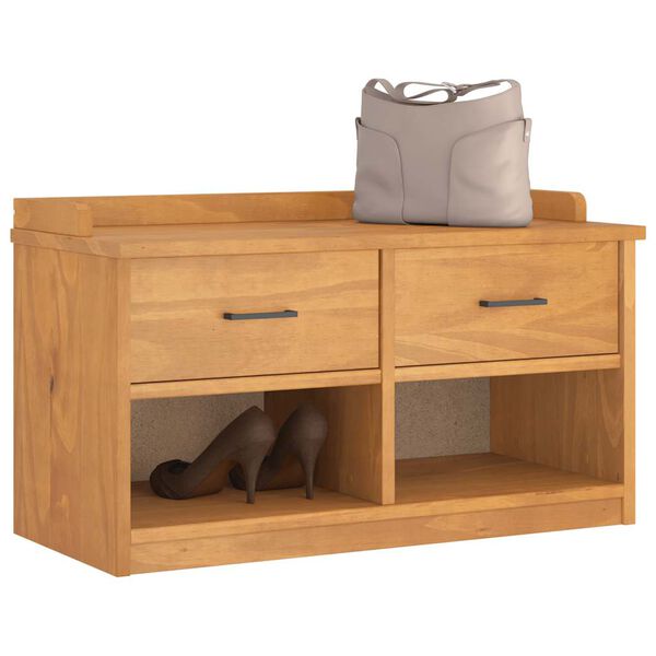 vidaXL Banco de recibidor SANDNES madera maciza de pino 87x40x50 cm