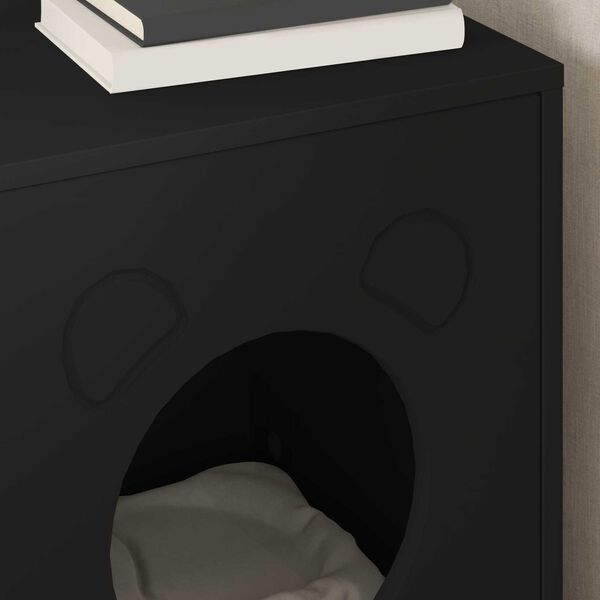 vidaXL Casa para Gatos Negro 42,5 x 40 x 53 cm Madera de ingenier&iacute;a