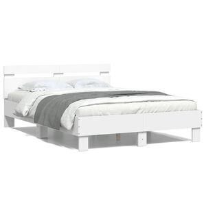 vidaXL Estructura cama con cabecero madera ingenier&iacute;a blanco 135x190cm
