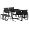 vidaXL Juego de comedor de jard&iacute;n 9 piezas con cojines textileno negro