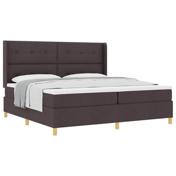 vidaXL Cama con Somier con colch&oacute;n Marr&oacute;n oscuro 200 x 200 cm tela