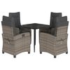 vidaXL Set comedor de jard&iacute;n 5 piezas con cojines rat&aacute;n sint&eacute;tico gris