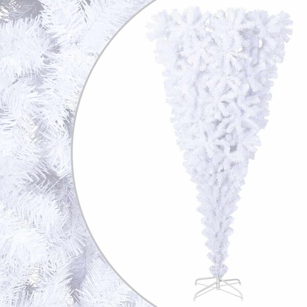 vidaXL &Aacute;rbol de Navidad artificial al rev&eacute;s con soporte blanco 210 cm