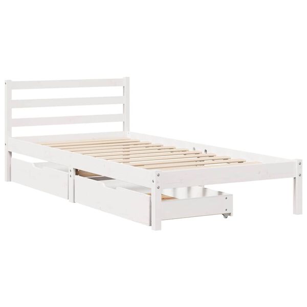 vidaXL Estructura de cama sin colch&oacute;n madera de pino blanca 90x200 cm