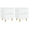 vidaXL Mesitas de noche 2 uds patas madera maciza blanco 40x35x50 cm