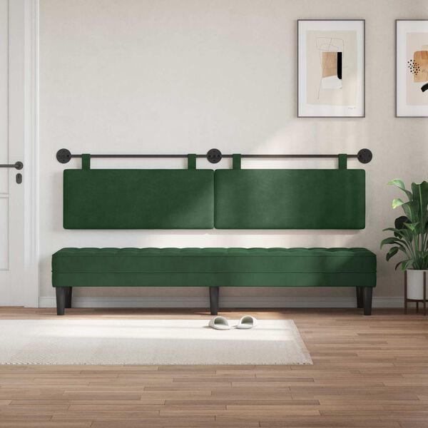 vidaXL Cabecera Colgante Liso Verde Selva 210 x 55 x 5 cm Tela de Pana