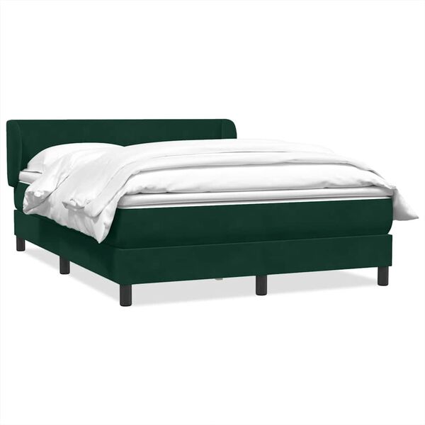 vidaXL Cama box spring con colch&oacute;n terciopelo verde oscuro 160x220 cm