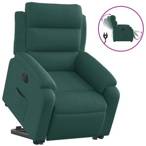 vidaXL Sill&oacute;n el&eacute;ctrico reclinable elevable de tela verde oscuro