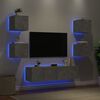 vidaXL Muebles TV pared con LED 6 pzas madera ingenier&iacute;a gris hormig&oacute;n