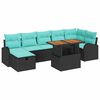 vidaXL Conjunto de sof&aacute; de jard&iacute;n 8 uds. Negro rat&aacute;n sint&eacute;tico