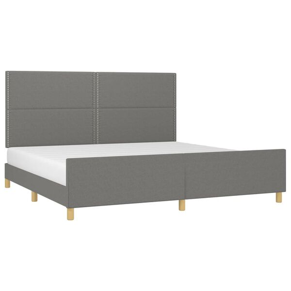 vidaXL Cama sin colch&oacute;n tela gris oscuro 200x200 cm
